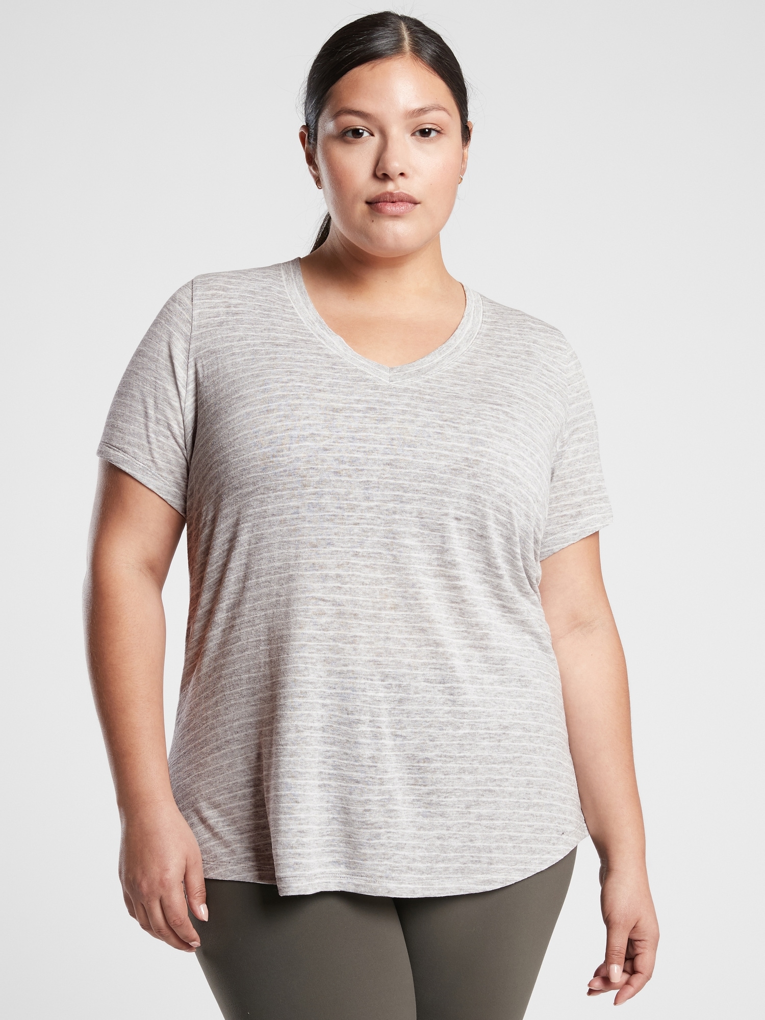 Breezy Striped Scoop V Tee