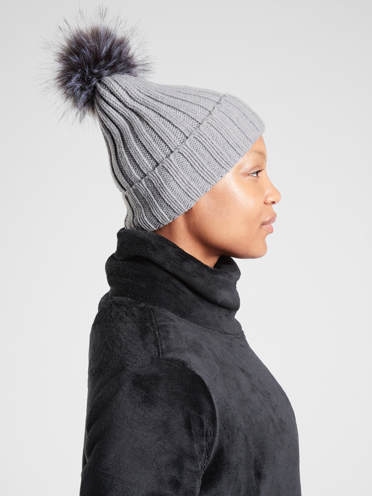 Ribbed Pom Beanie