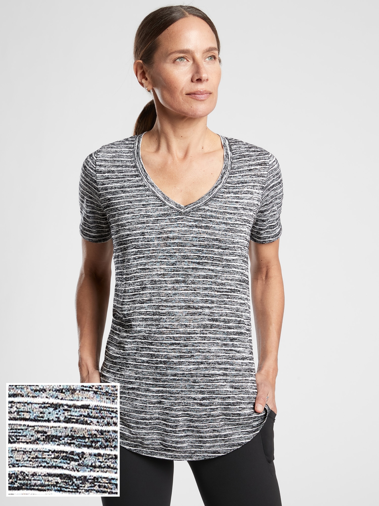 Breezy Striped Scoop V Tee