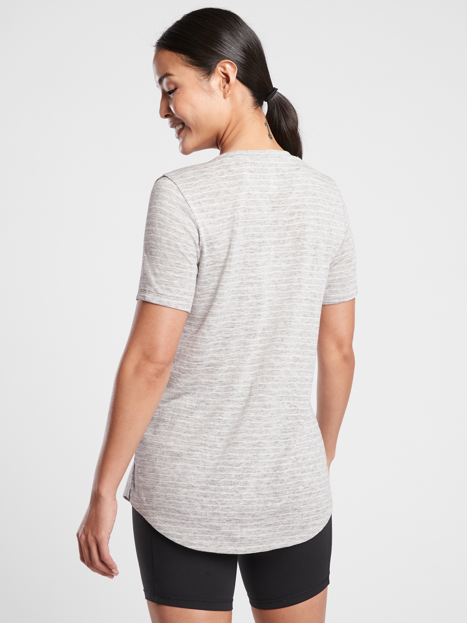 Breezy Striped Scoop V Tee