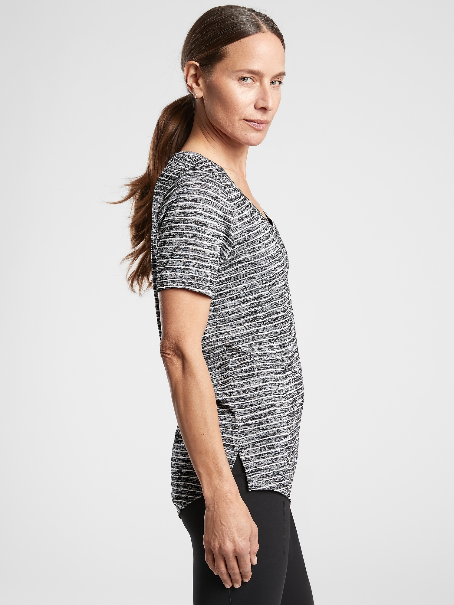 Breezy Striped Scoop V Tee