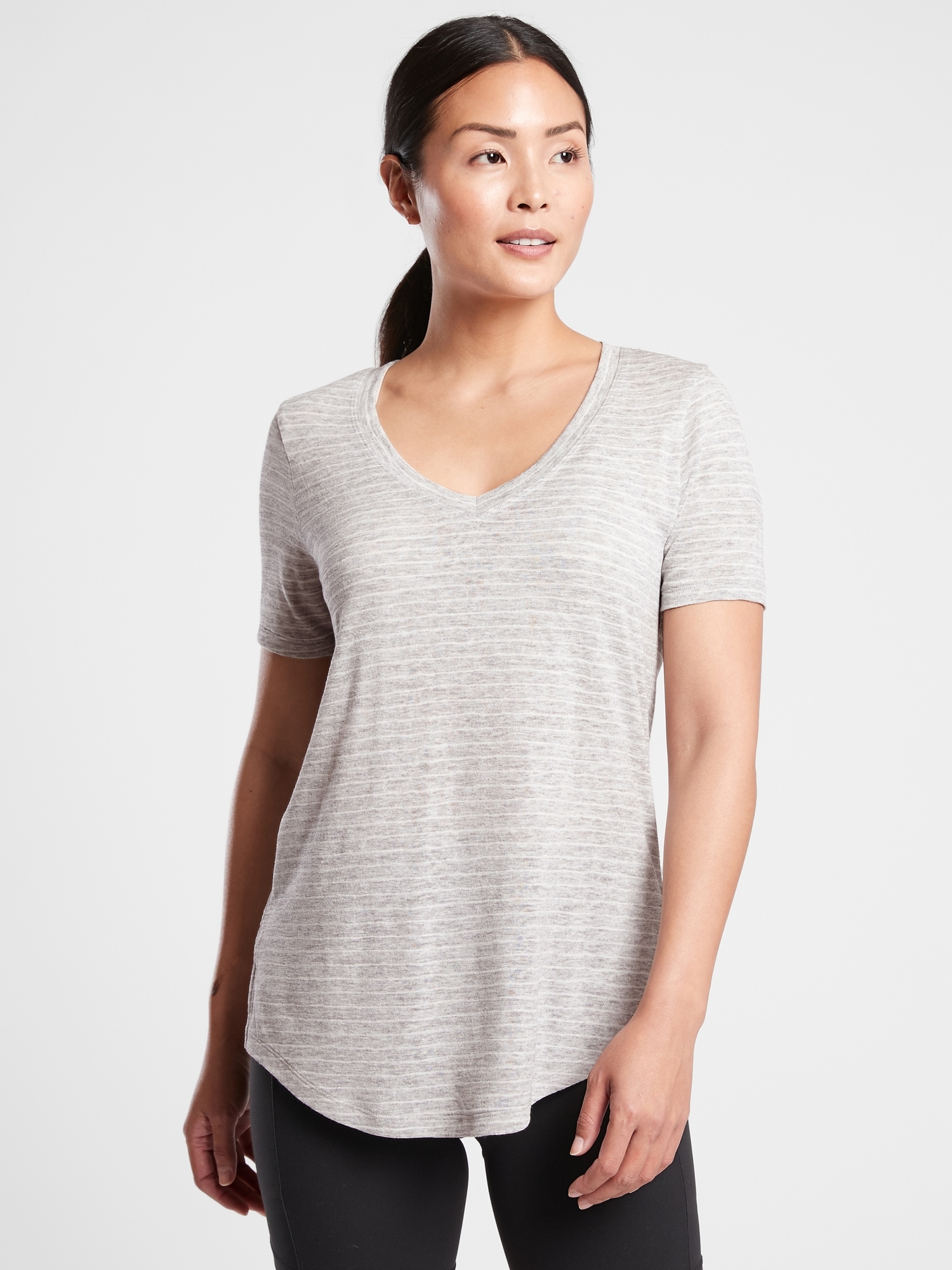 Breezy Striped Scoop V Tee