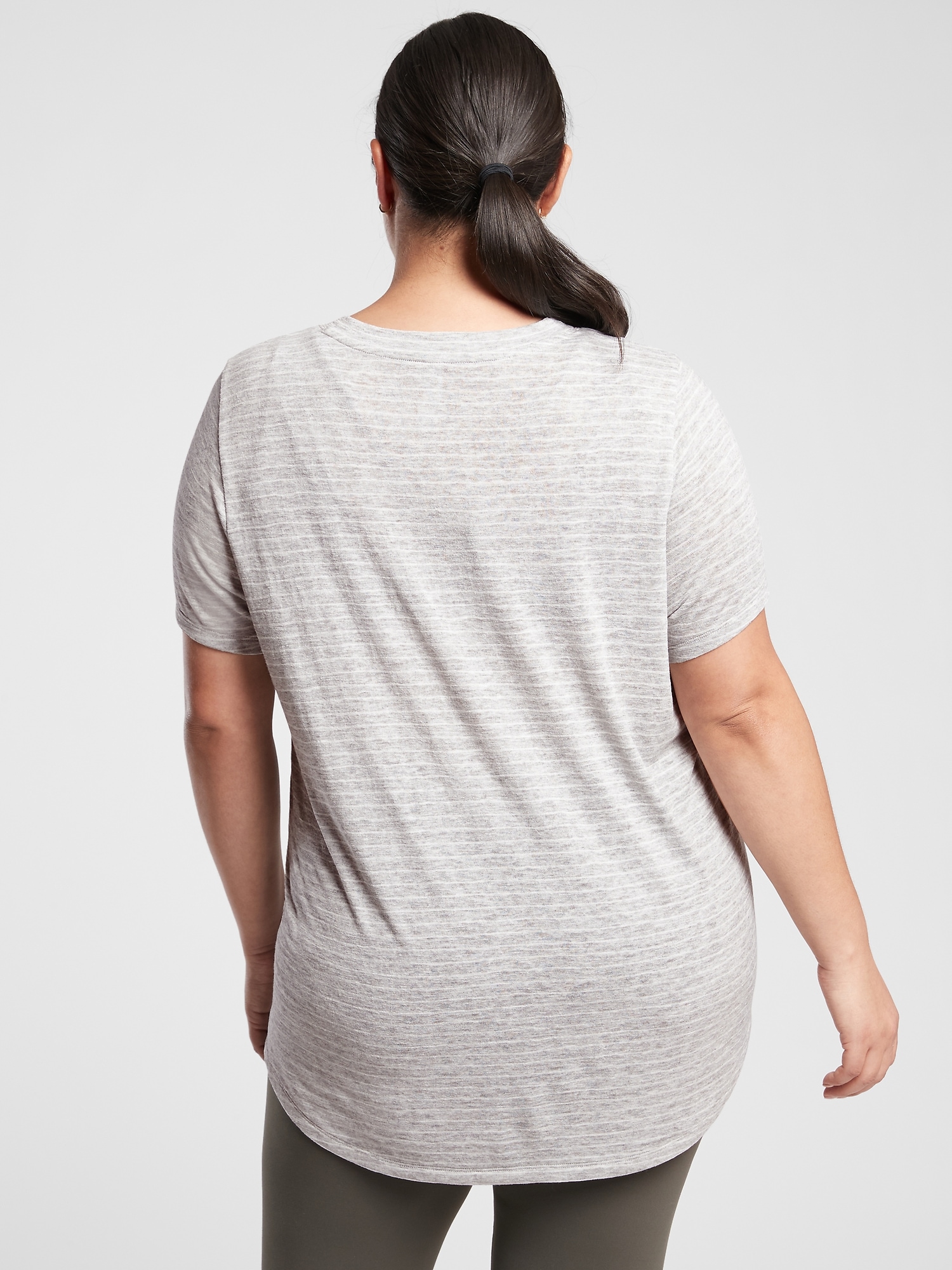 Breezy Striped Scoop V Tee