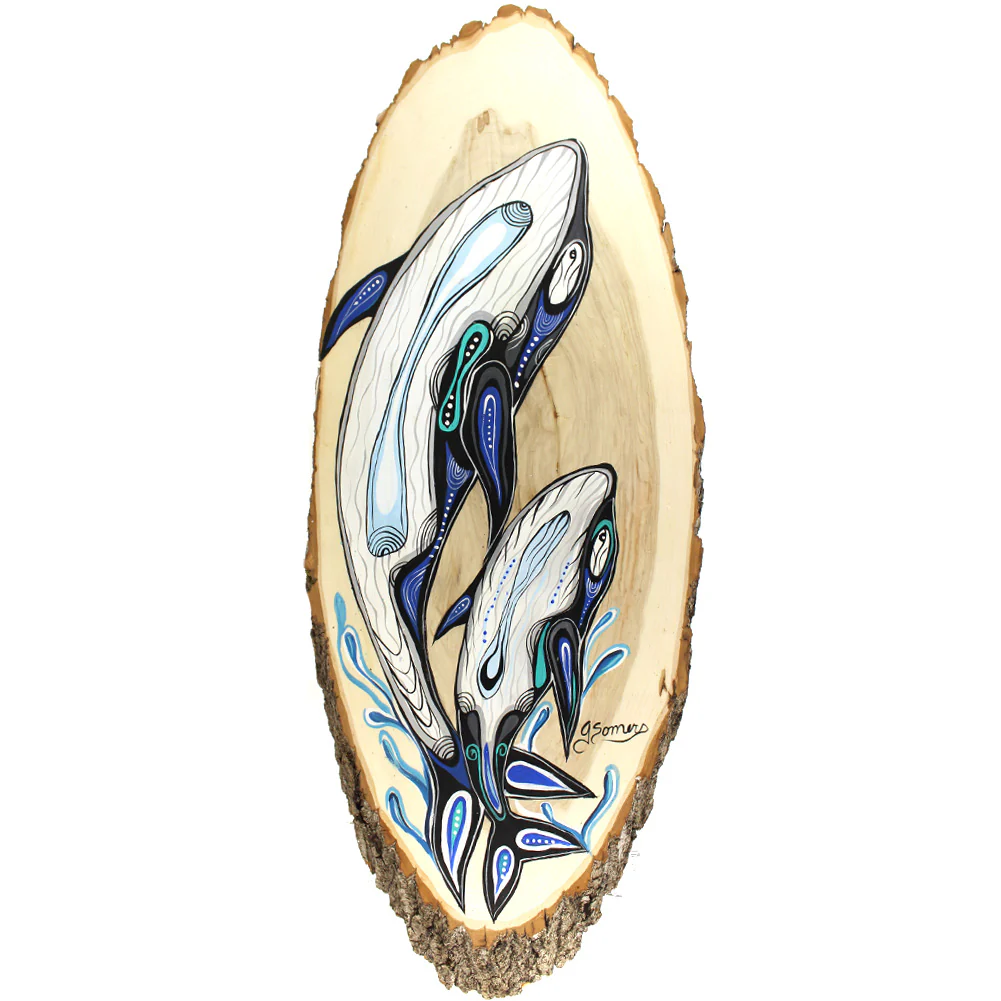Jessica Somers 'Splash Whales' Wood Artwork