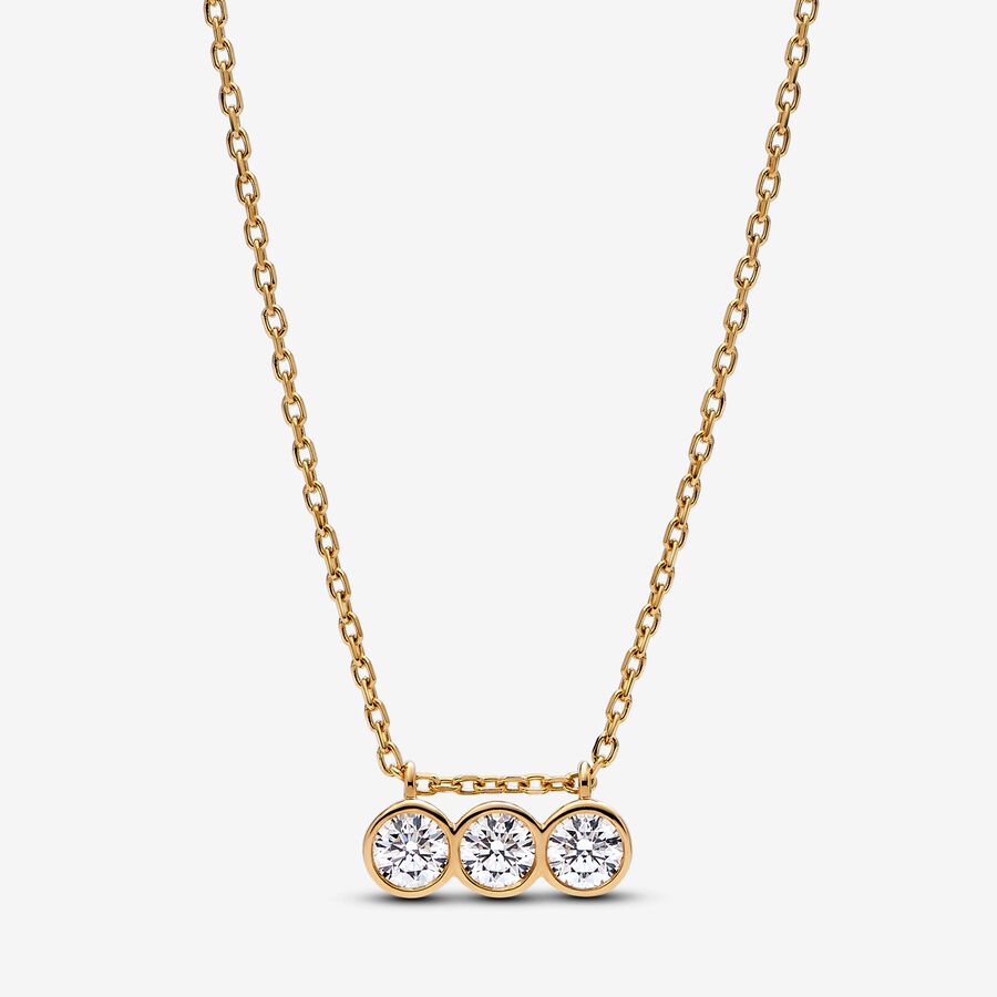 Pandora Era Lab-grown Diamond Triple Bezel Pendant Necklace 0.45 carat tw 14k Gold