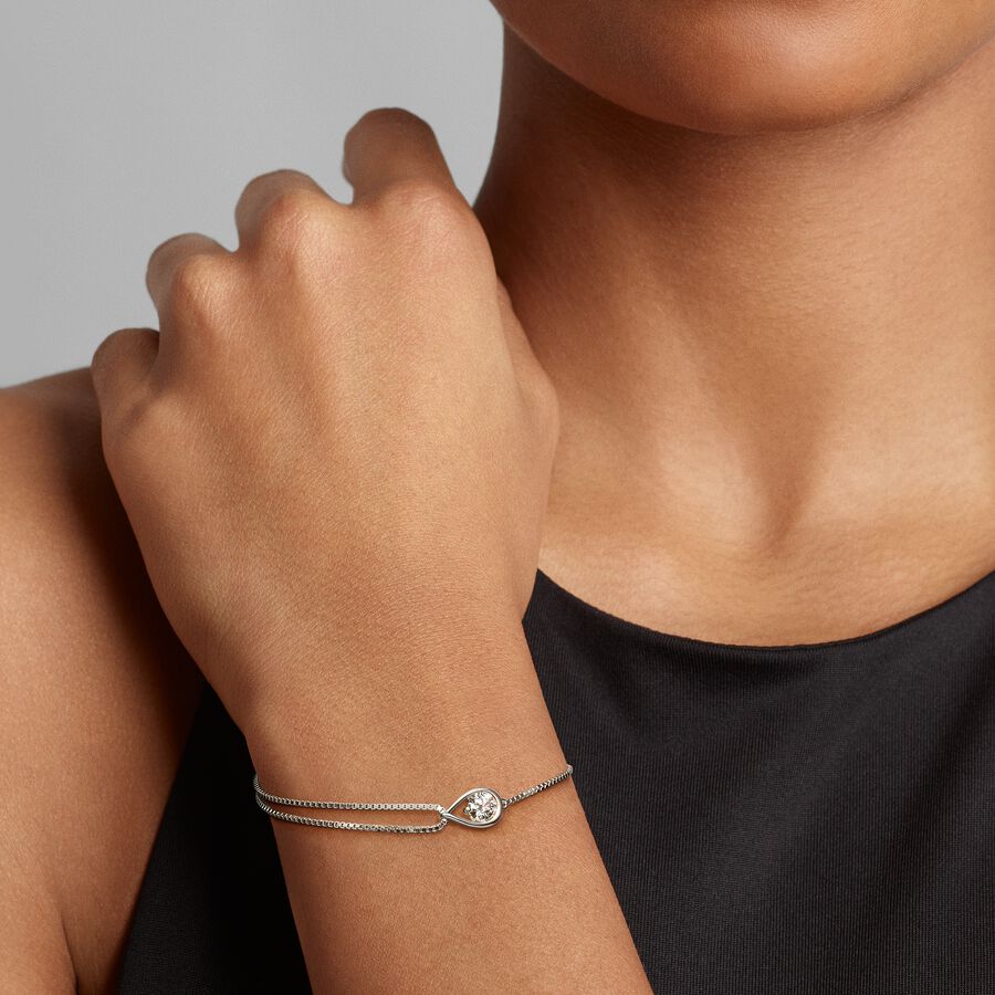 Pandora Infinite Lab-grown Diamond Double Chain Bracelet 0.50 carat tw 14k White Gold