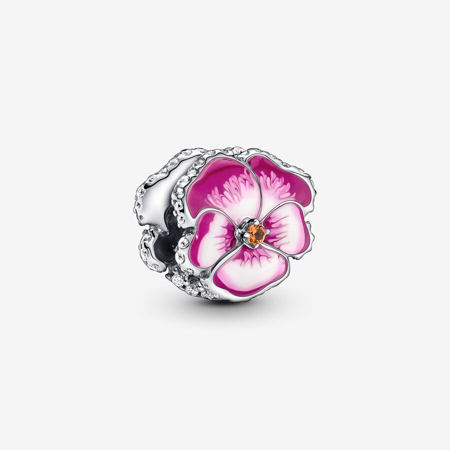 Pink Pansy Flower Charm