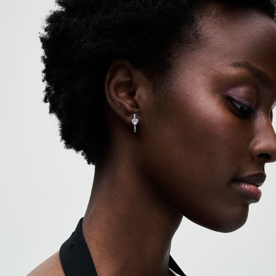 Sparkling Heart Hoop Earrings