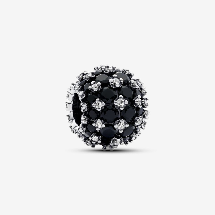 Sparkling Pav&eacute; Round Black Charm