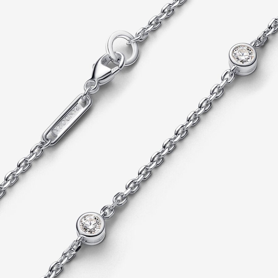 Pandora Era Bezel Lab-grown Diamond Station Chain Bracelet 0.30 carat tw Sterling Silver