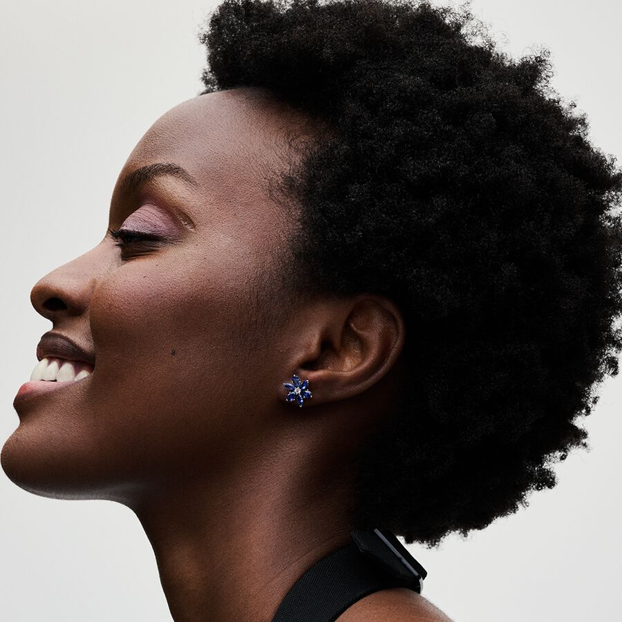 Sparkling Blue Herbarium Cluster Stud Earrings