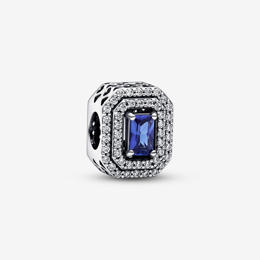 Blue Sparkling Leveled Rectangular Charm
