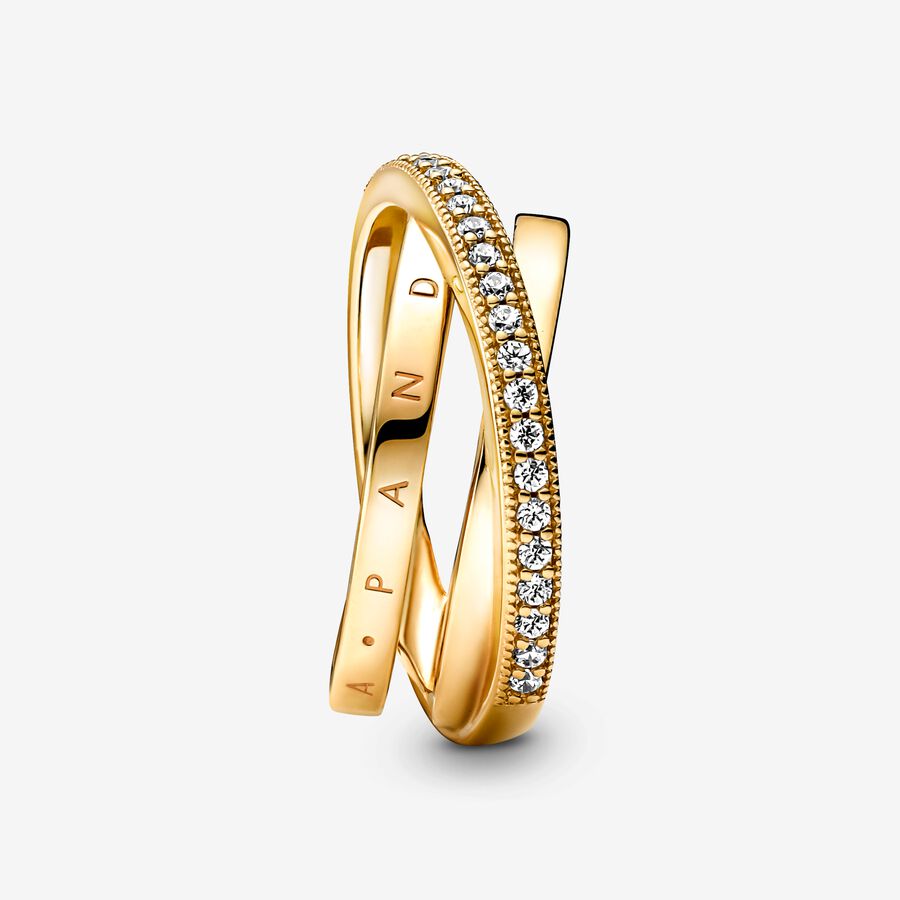 Crossover Pav&eacute; Triple Band Ring