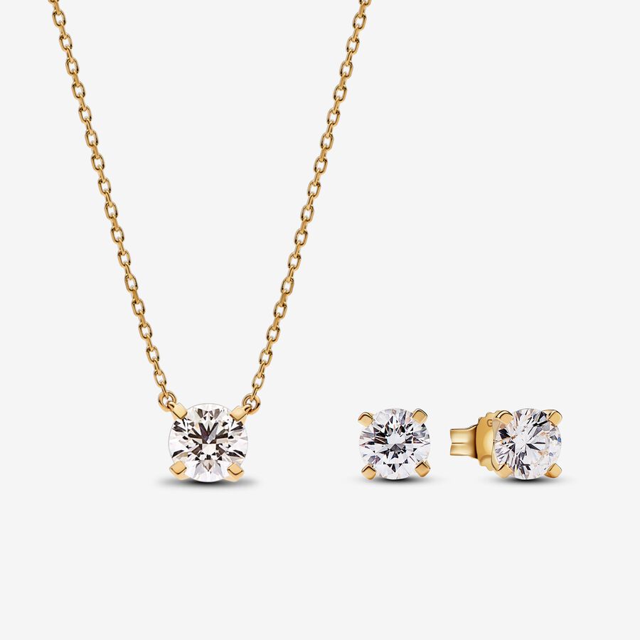 Pandora Era Lab-grown Diamond Pendant Necklace and Earring Set, 14 K Gold, 2.00 carat TW