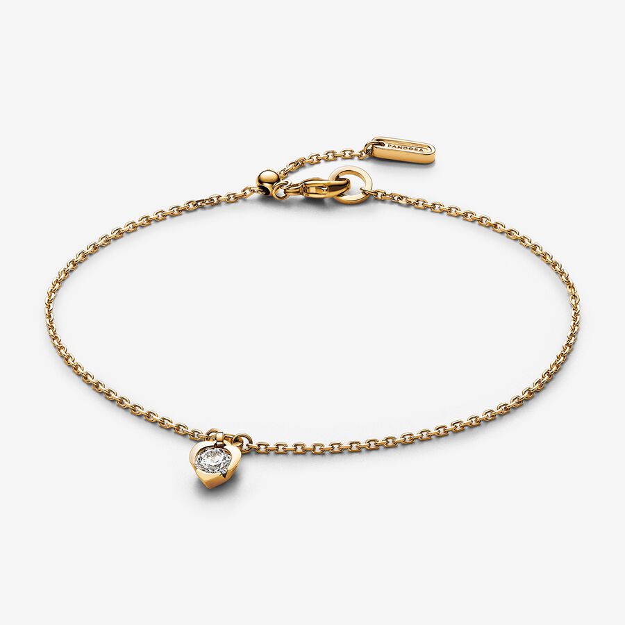 Pandora Talisman Lab-grown Diamond Heart Chain Bracelet 0.25 carat tw 14k Gold