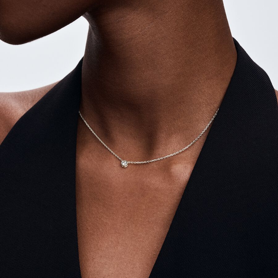 Pandora Era Lab-grown Diamond Bezel Pendant Necklace 0.15 carat tw Sterling Silver