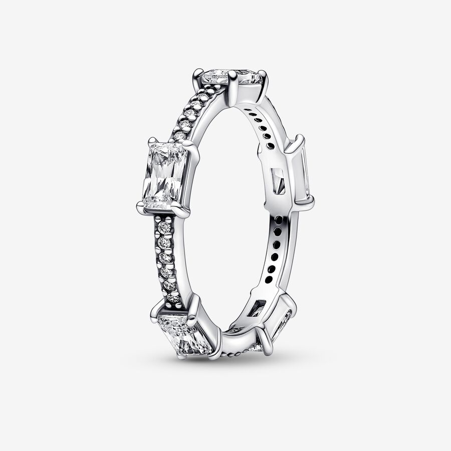 FINAL SALE - Rectangular Bars Sparkling Pav&eacute; Ring