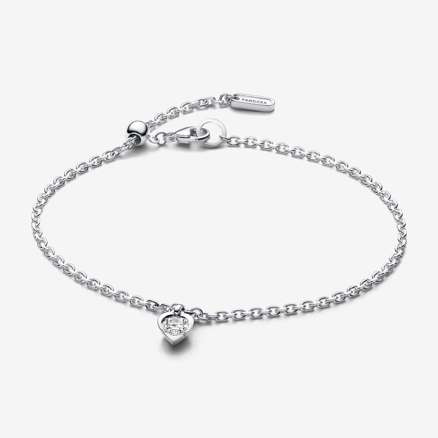 Pandora Talisman Lab-grown Diamond Heart Chain Bracelet 0.25 carat tw Sterling Silver