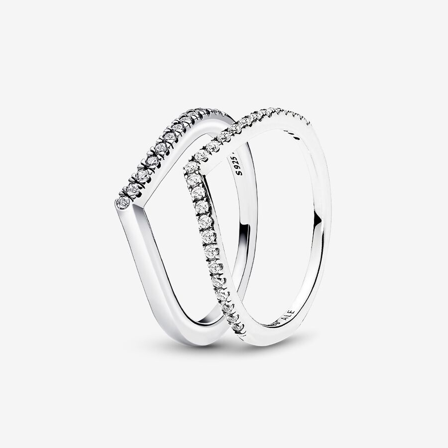 Shimmering Wishbone Ring Set