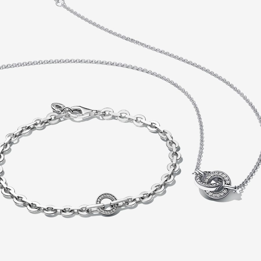 Pandora Signature Bold Chain Bracelet and Necklace Set