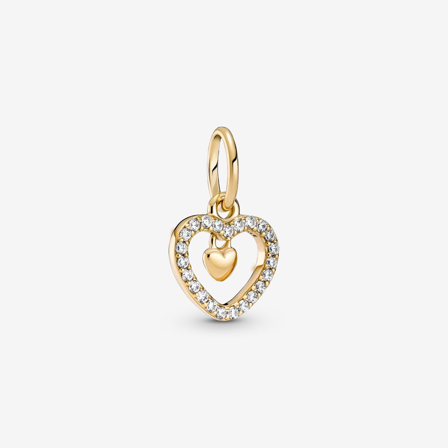 Sparkling Double Heart Dangle Charm