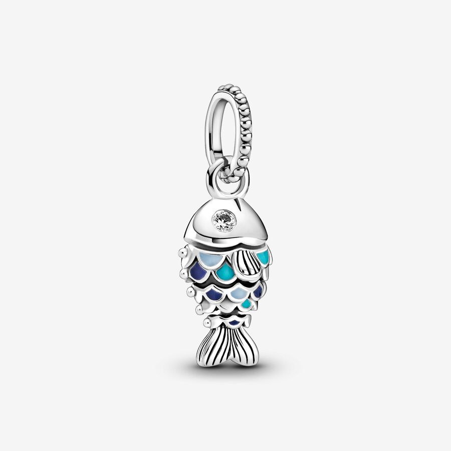 Blue Scaled Fish Dangle Charm