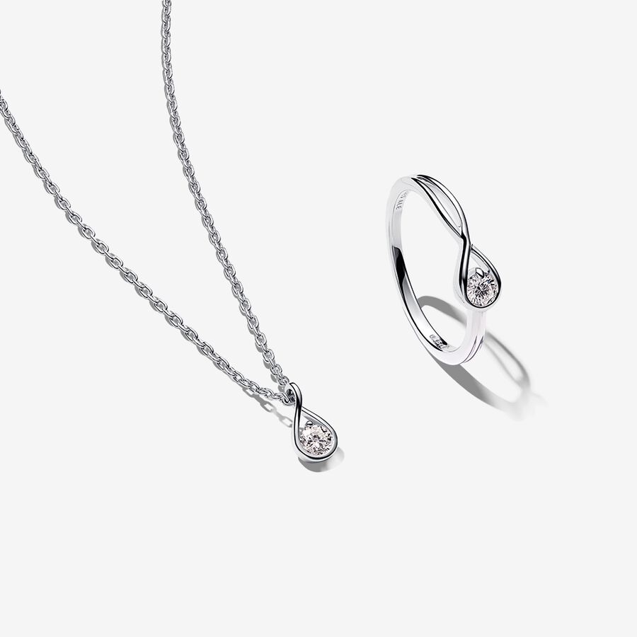 Pandora Infinite Lab-grown Diamond Necklace and Ring Set 0.30 ct tw Sterling Silver