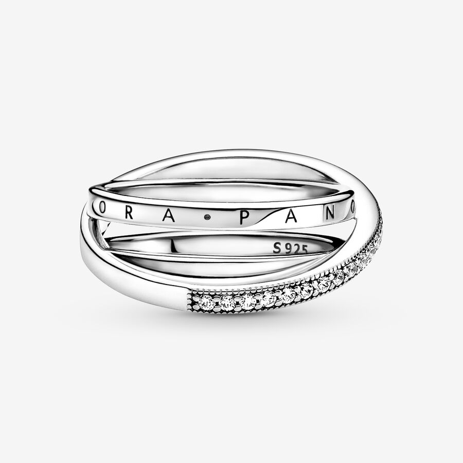 Crossover Pav&eacute; Triple Band Ring