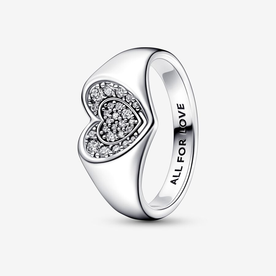 Radiant Heart Pav&eacute; Signet Ring