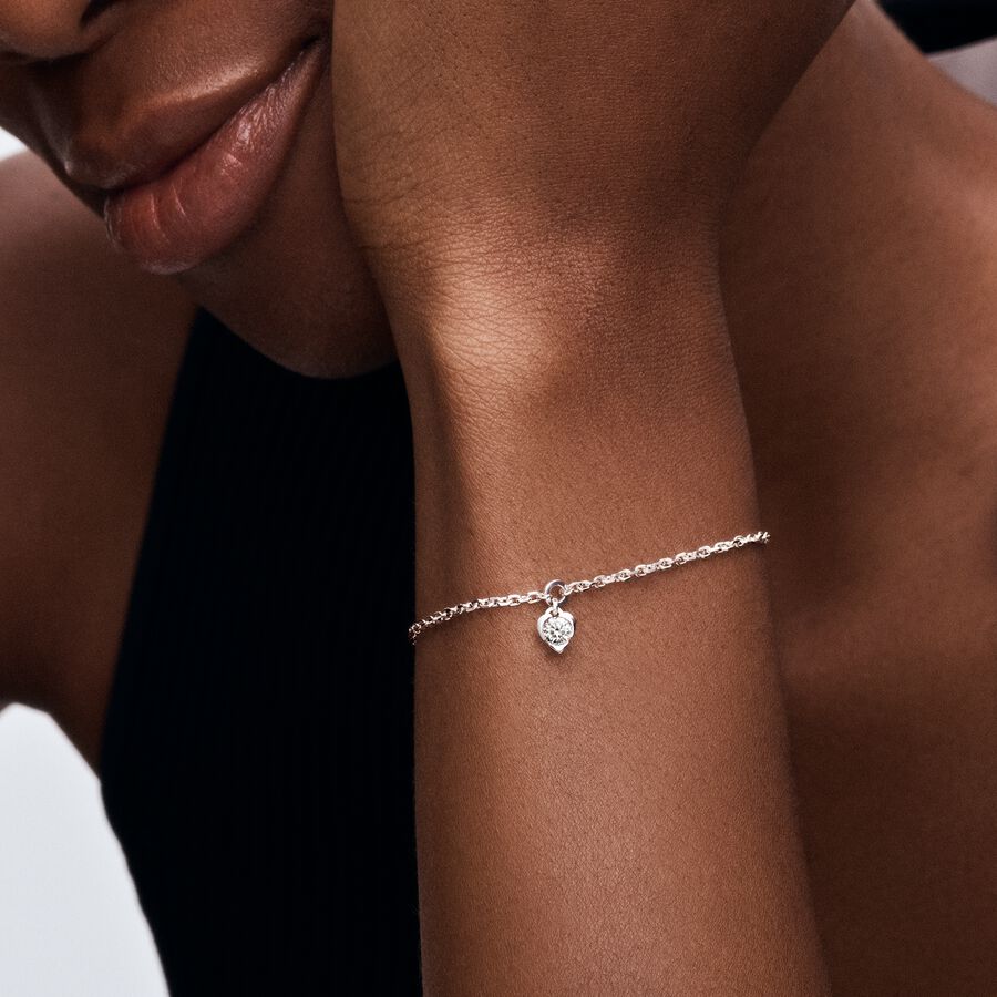 Pandora Talisman Lab-grown Diamond Heart Chain Bracelet 0.25 carat tw Sterling Silver