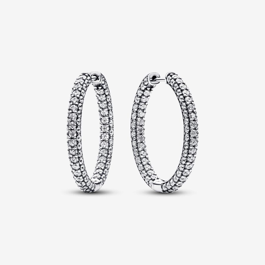 Pandora Timeless Pav&eacute; Single-row Hoop Earrings