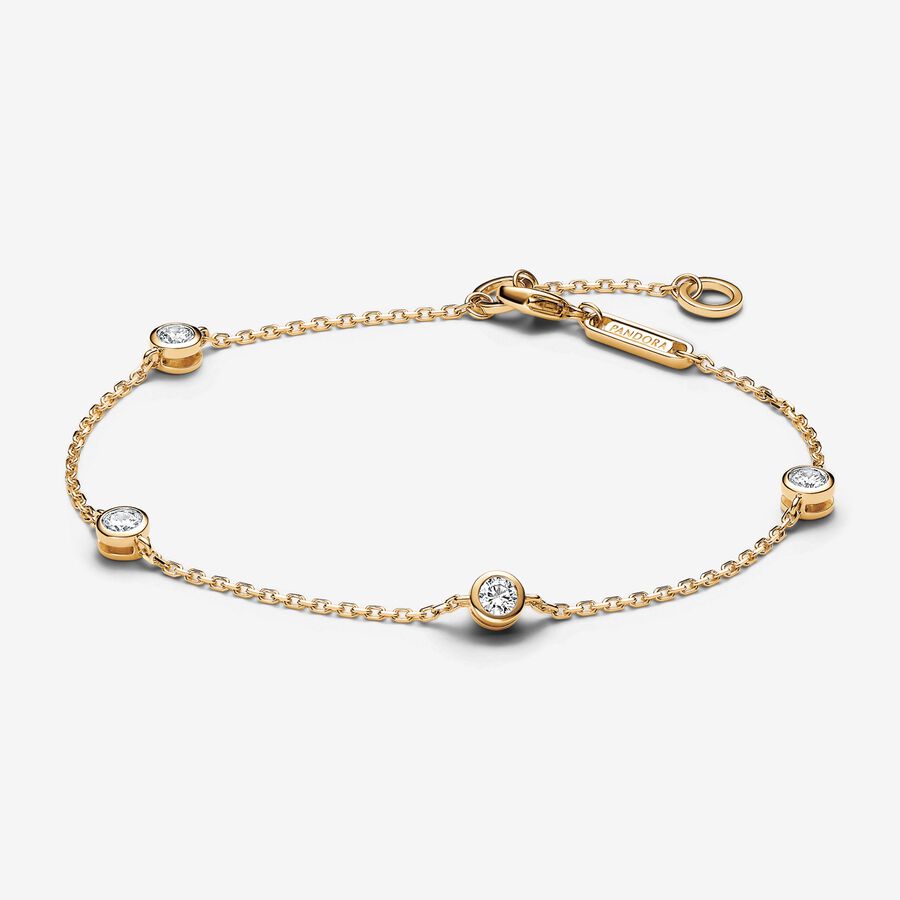 Pandora Era Bezel Lab-grown Diamond Station Chain Bracelet 0.40 carat tw 14k Gold