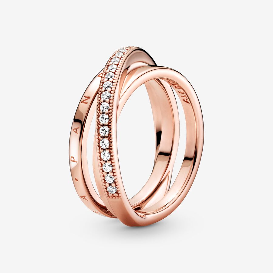 Crossover Pav&eacute; Triple Band Ring