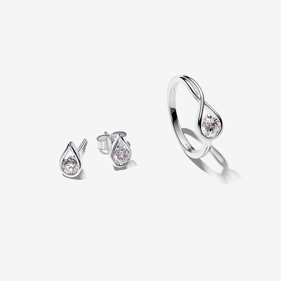 Pandora Infinite Lab-grown Diamond Ring and Earrings Set 1 ct tw Sterling Silver