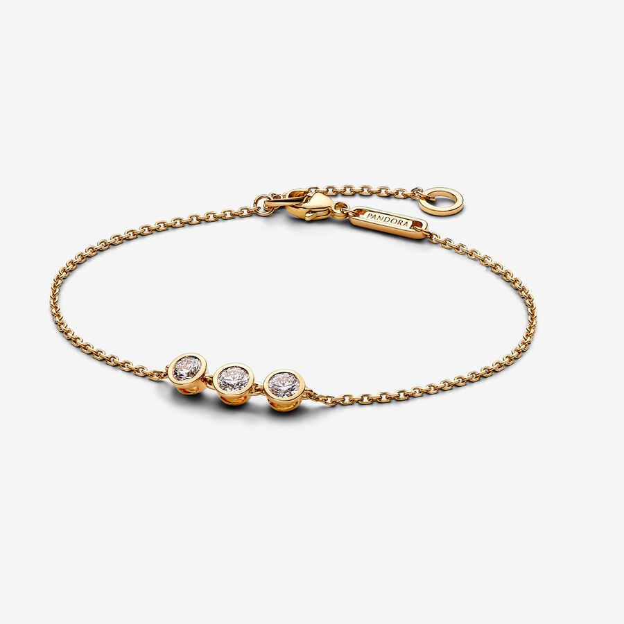 Pandora Era Lab-grown Diamond Triple Bezel Chain Bracelet 0.45 carat tw 14k Gold