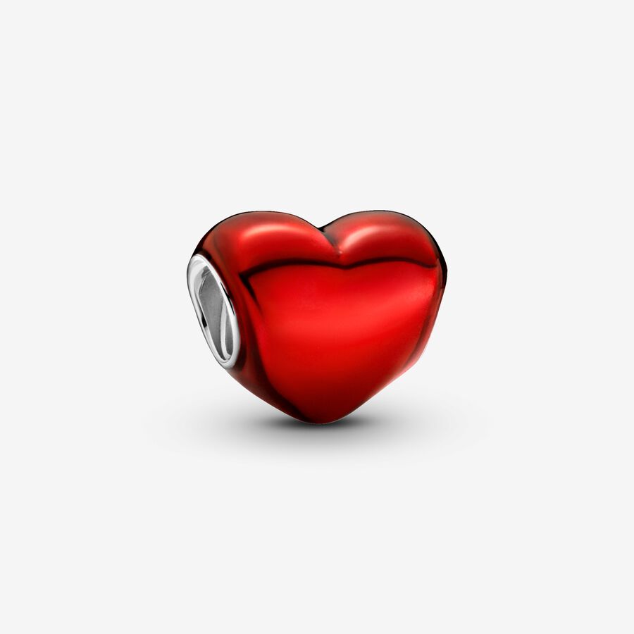 Metallic Red Heart Charm