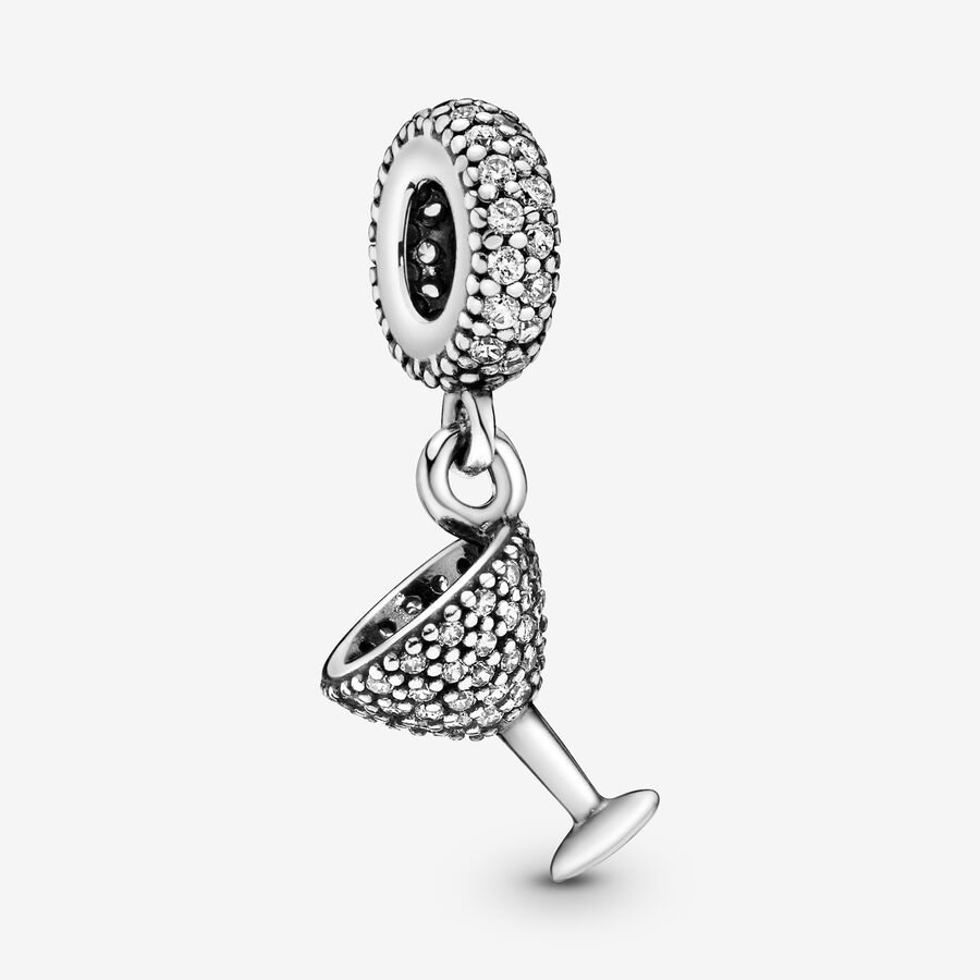 Pav&eacute; Cocktail Glass Dangle Charm
