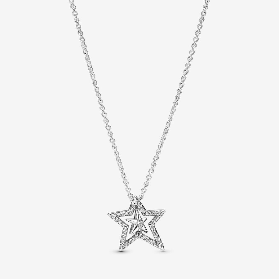 Pav&eacute; Asymmetric Star Collier Necklace