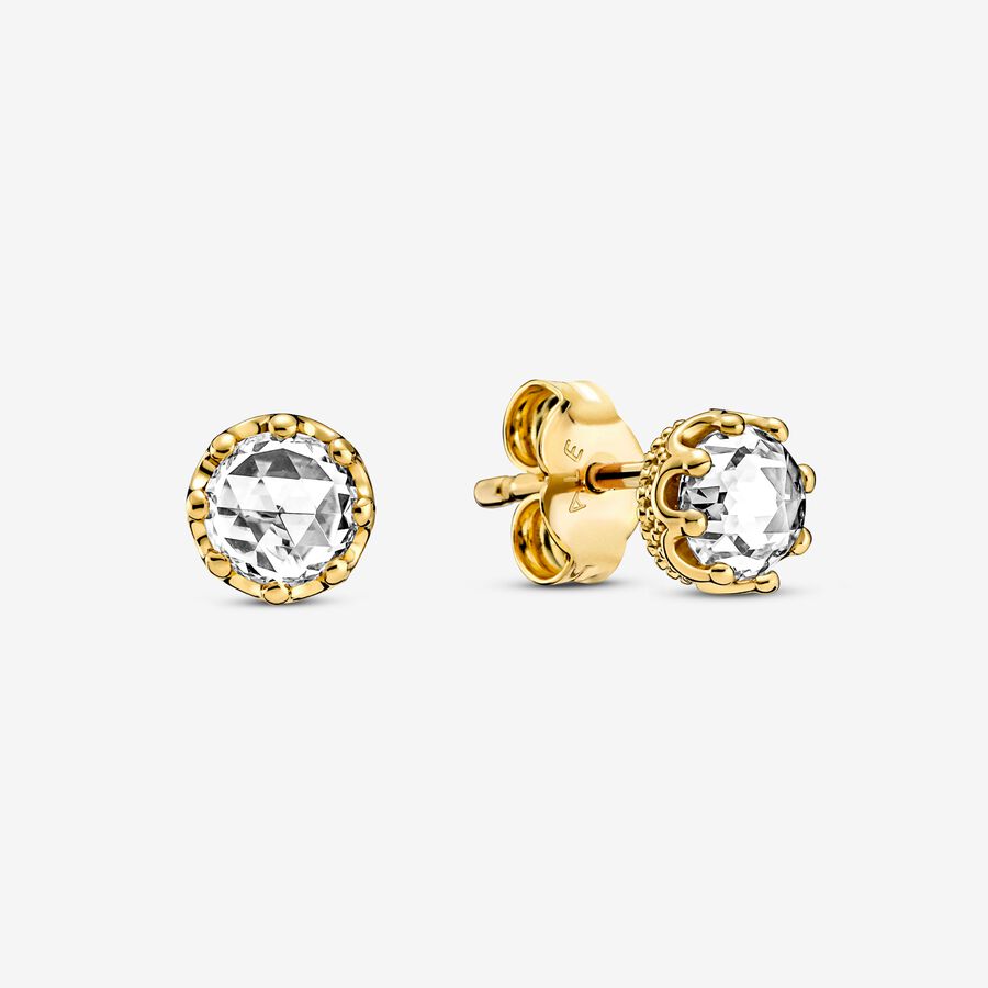 Clear Sparkling Crown Stud Earrings