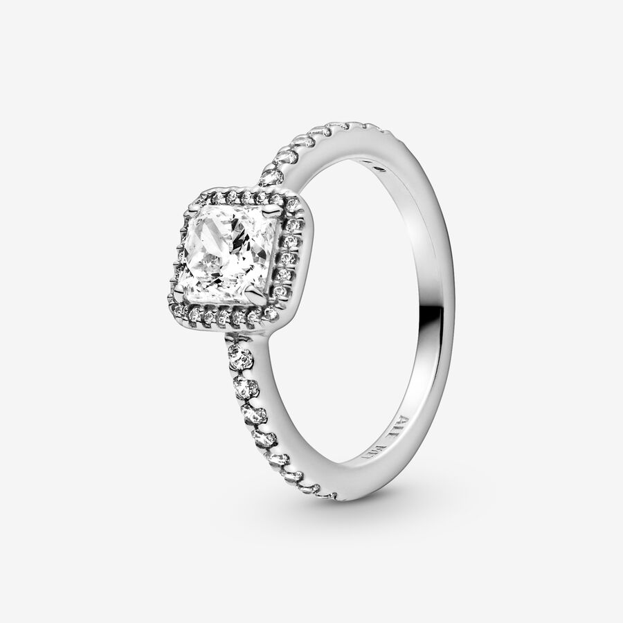 True Elegance Square Halo Ring Set