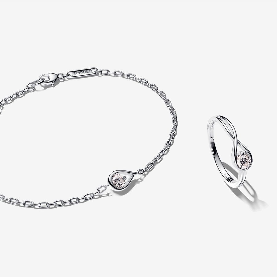 Pandora Infinite Lab-grown Diamond Chain Bracelet and Ring Set 0.50 ct tw Sterling Silver