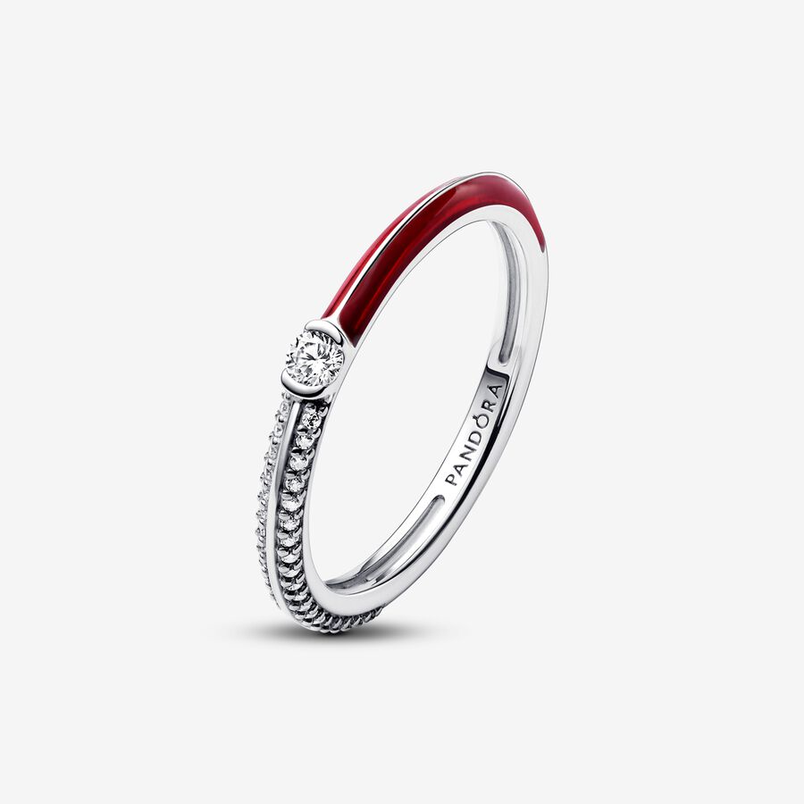 Pandora ME Pav&eacute; & Red Dual Ring