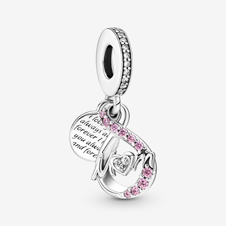 Mom Infinity Pav&eacute; Double Dangle Charm