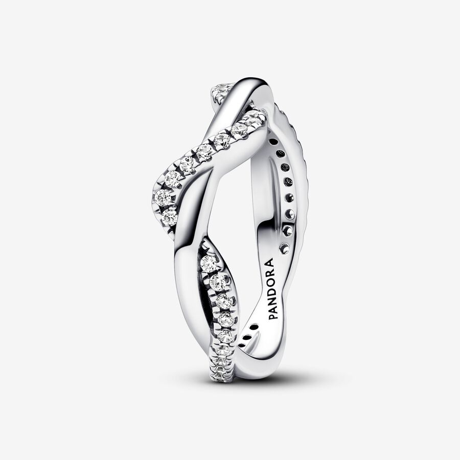 Sparkling Intertwined Wave Ring