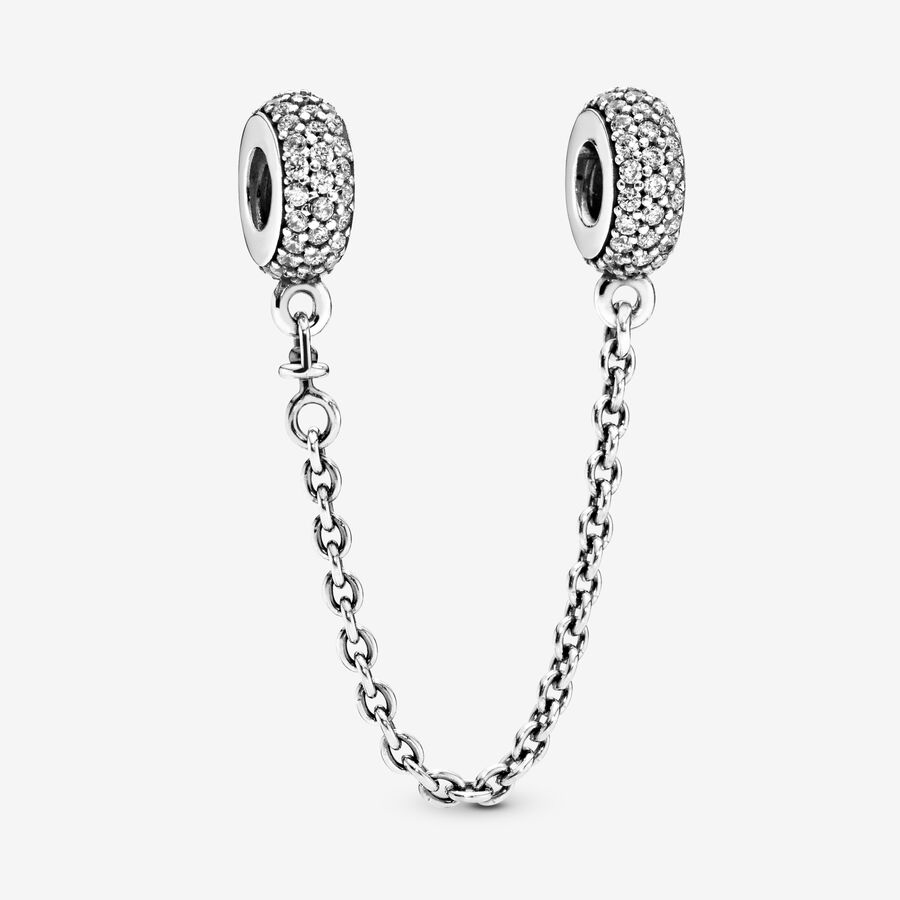 Sparkling Pav&eacute; Safety Chain Charm