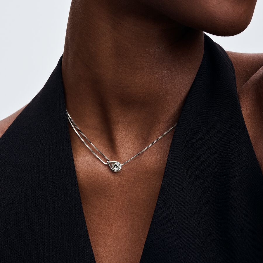 Pandora Infinite Lab-grown Diamond Double Chain Collier Necklace 0.75 carat tw 14k White Gold