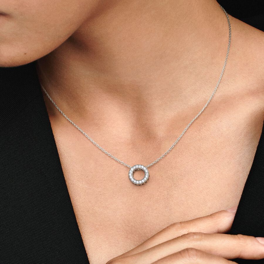 Pandora Logo Pav&eacute; Circle Collier Necklace