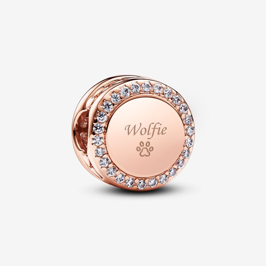 Engravable Sparkling Button Charm