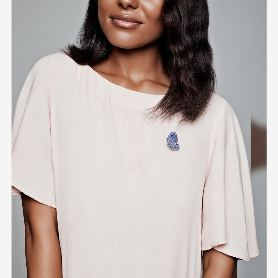 FINAL SALE - Blue Pav&eacute;&nbsp;Butterfly Brooch