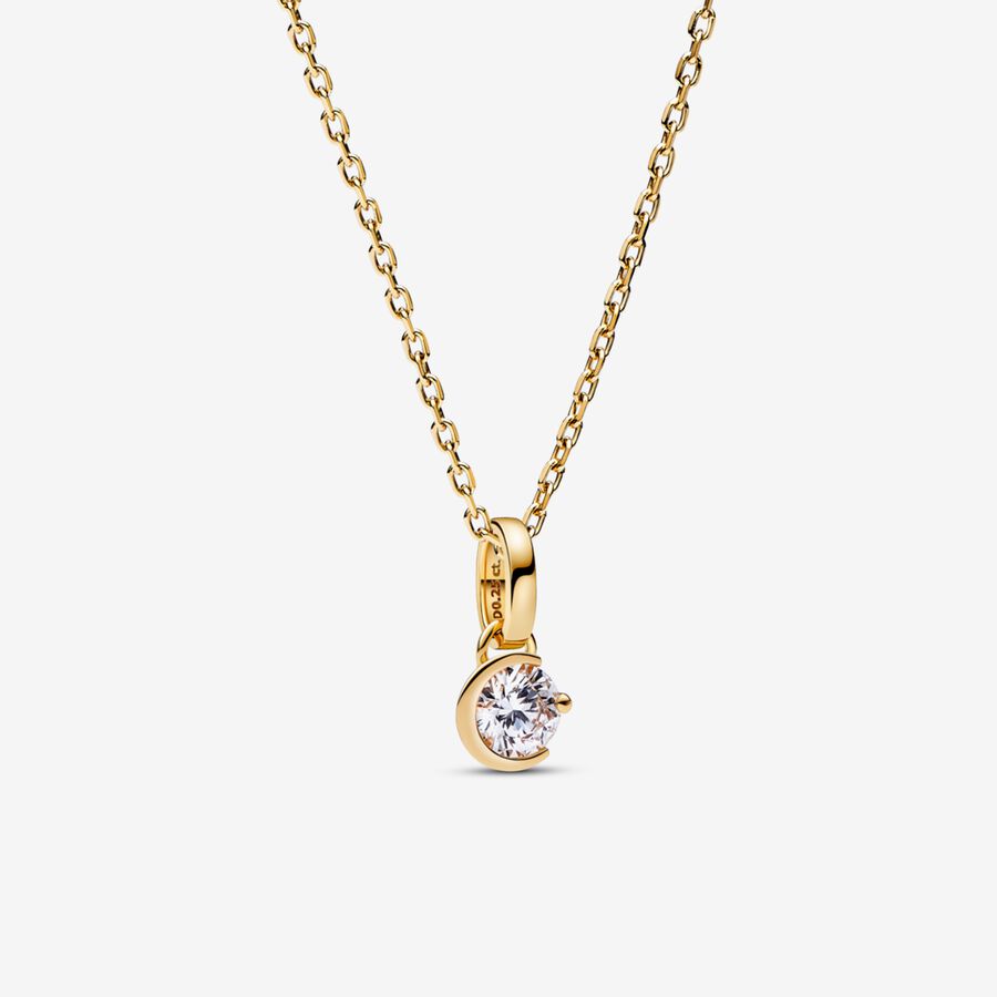 Pandora Talisman Lab-grown Diamond Moon Pendant Necklace, 14 K Gold, 0.25 carat TW